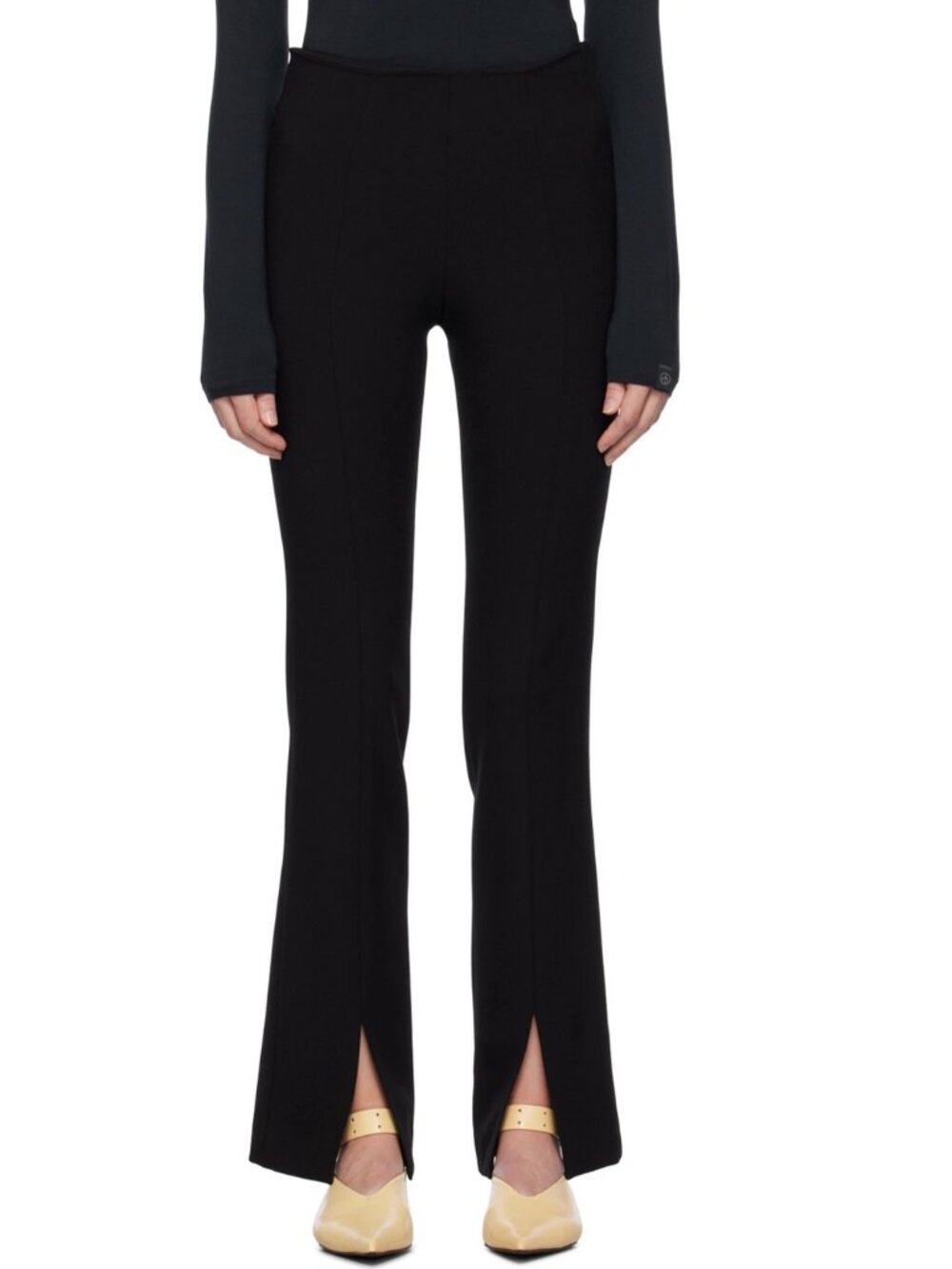 Black Split-Hem Women's Trousers